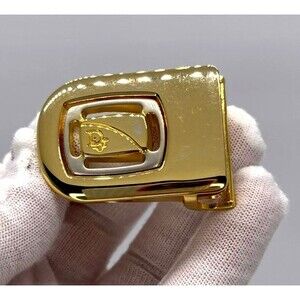Christian Dior Logo Gold Tone Belt Buckle accommodates 1 inch belt 6BM0187